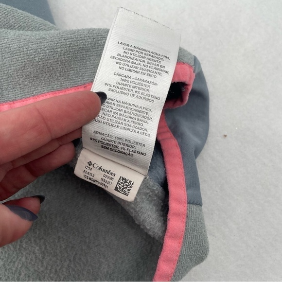 COLUMBIA Girls 1/4 lightweight Fleece pullover grey/pink size: XL 18 - Picture 5 of 8